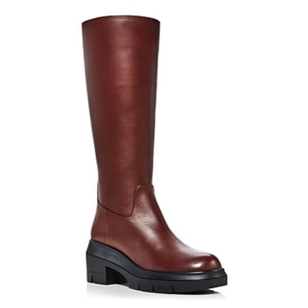 Stuart Weitzman Women's Nora Block Heel Boots 37 6.5 mahogany brown